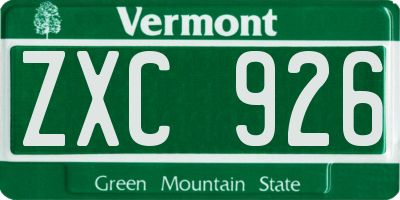 VT license plate ZXC926
