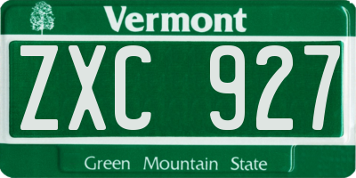 VT license plate ZXC927