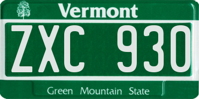 VT license plate ZXC930