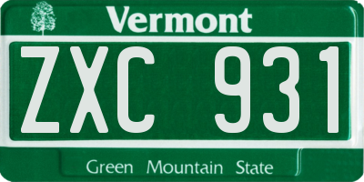 VT license plate ZXC931