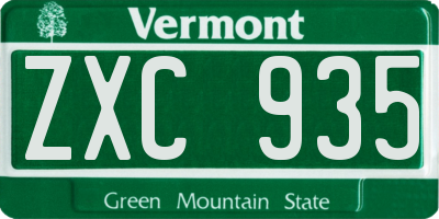 VT license plate ZXC935