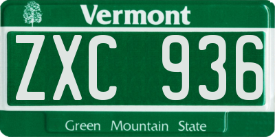 VT license plate ZXC936