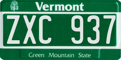 VT license plate ZXC937