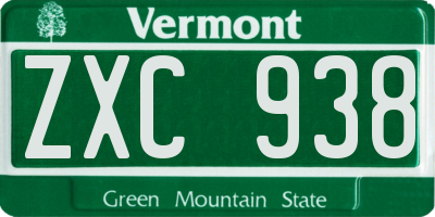 VT license plate ZXC938
