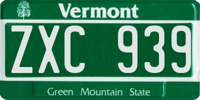 VT license plate ZXC939