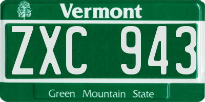 VT license plate ZXC943