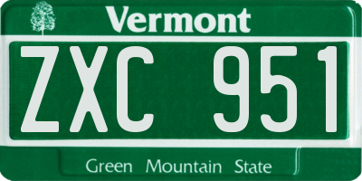 VT license plate ZXC951