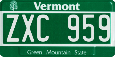VT license plate ZXC959