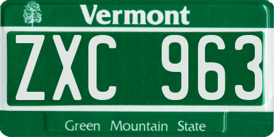 VT license plate ZXC963