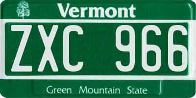 VT license plate ZXC966