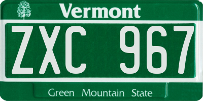 VT license plate ZXC967