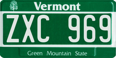 VT license plate ZXC969