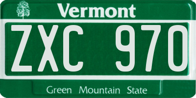 VT license plate ZXC970