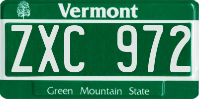 VT license plate ZXC972