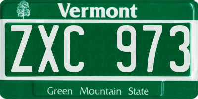 VT license plate ZXC973