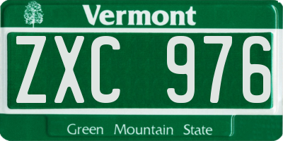 VT license plate ZXC976
