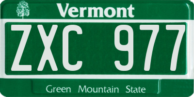 VT license plate ZXC977