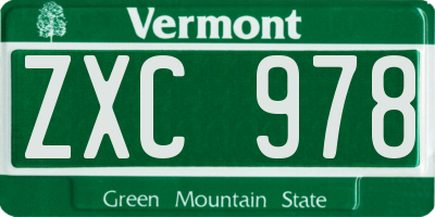VT license plate ZXC978