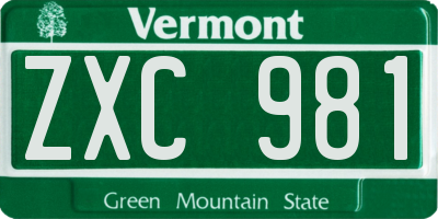 VT license plate ZXC981