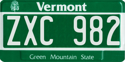 VT license plate ZXC982