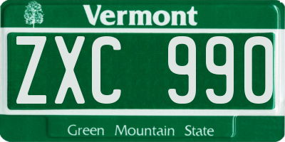 VT license plate ZXC990