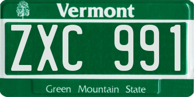 VT license plate ZXC991