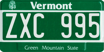 VT license plate ZXC995