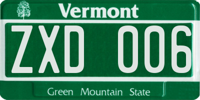 VT license plate ZXD006