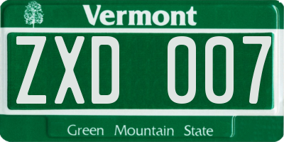 VT license plate ZXD007