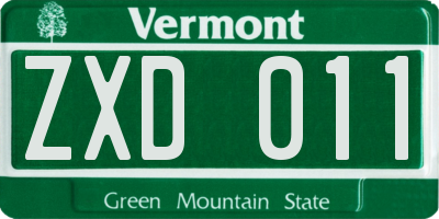 VT license plate ZXD011