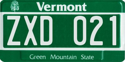 VT license plate ZXD021