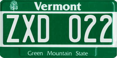 VT license plate ZXD022