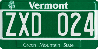 VT license plate ZXD024