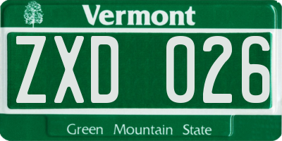 VT license plate ZXD026