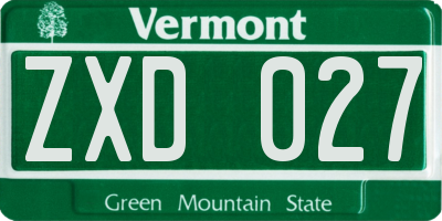 VT license plate ZXD027