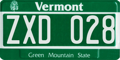 VT license plate ZXD028