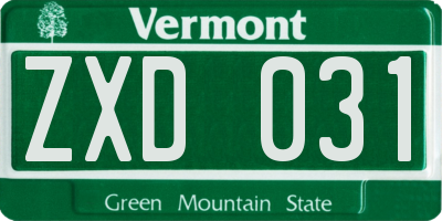 VT license plate ZXD031