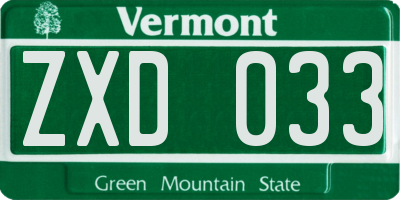 VT license plate ZXD033