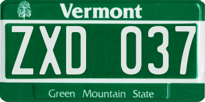 VT license plate ZXD037