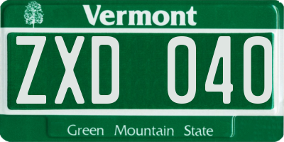 VT license plate ZXD040
