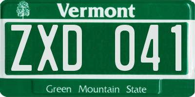 VT license plate ZXD041