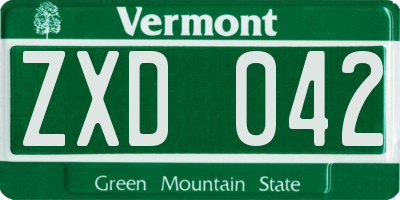VT license plate ZXD042