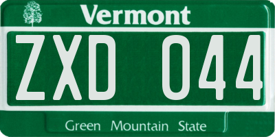 VT license plate ZXD044