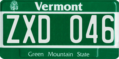 VT license plate ZXD046
