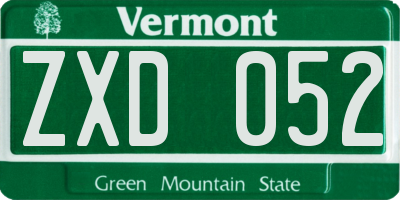 VT license plate ZXD052