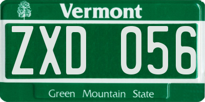 VT license plate ZXD056