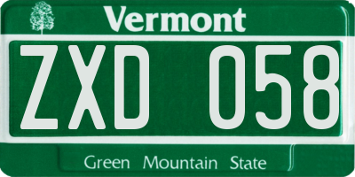 VT license plate ZXD058