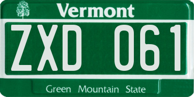 VT license plate ZXD061