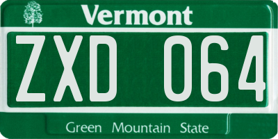 VT license plate ZXD064