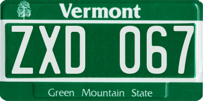 VT license plate ZXD067